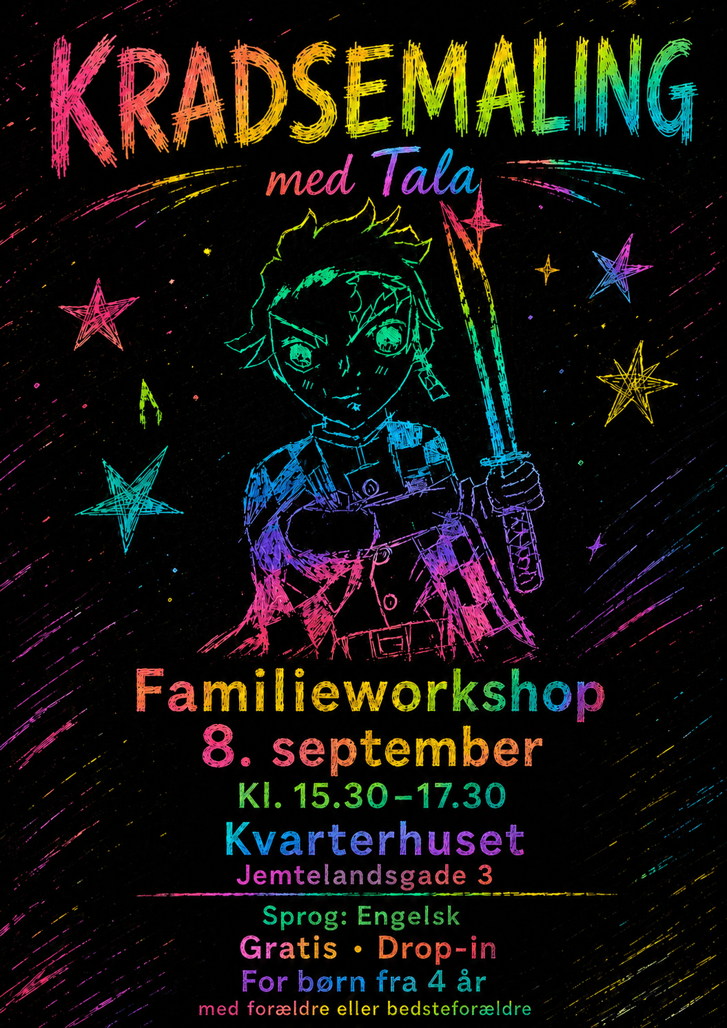 Familieworkshop: Kradsemaling med Tala